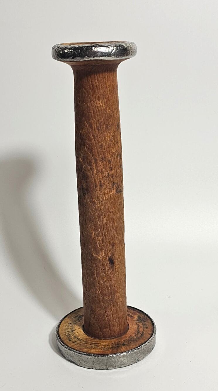 Antique Wooden Textile Bobbin Spool | Industrial Farmhouse Candlestick Holder